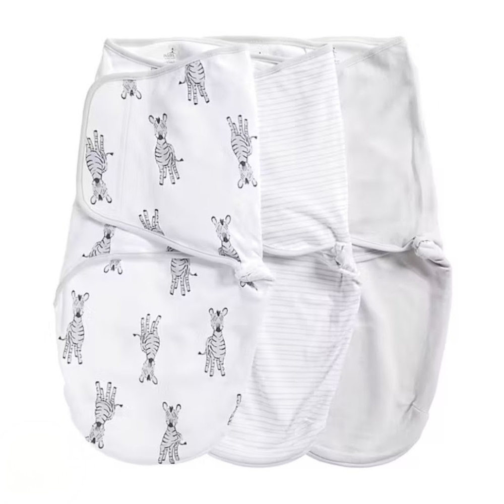 White and Gray Baby Swaddle Set